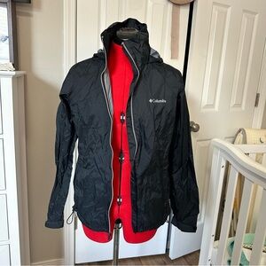 Columbia Black Hooded Rain Jacket